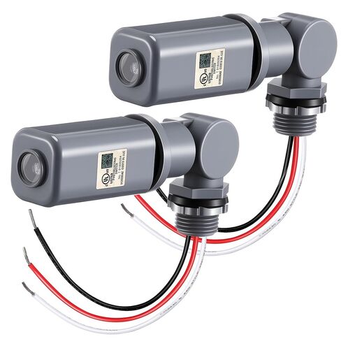 2 Pack Electronic Photo Control Switch, Fixed Mount Dusk to Dawn Light Sensor, 120–277VAC Outdoor Photocell for LED HID Street Lights, Weatherproof Automatic On/Off Lighting Control in Saudi Arabia