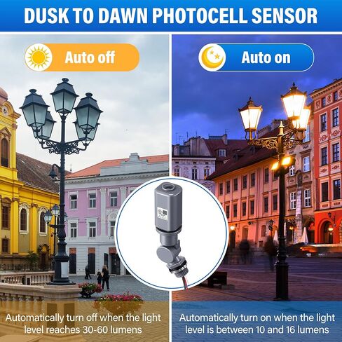 2 Pack Electronic Photo Control Switch, Fixed Mount Dusk to Dawn Light Sensor, 120–277VAC Outdoor Photocell for LED HID Street Lights, Weatherproof Automatic On/Off Lighting Control in Saudi Arabia