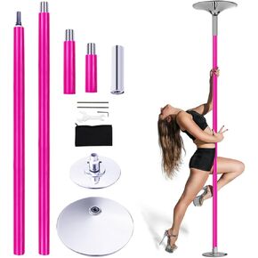 Portable Silicone Spinning Static Dancing Pole,Stripper Pole for Heavy Duty Plus Size Women,for High Ceiling Home Club Bedroom Apartment Party Pub,Removable Adjustable,Loads 440Lb,Pink,7~9FT in Saudi Arabia