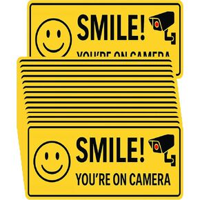20 قطعة من ملصق علامة Smile You're On Camera - 10 قطع (9 بوصة × 4 بوصة) + 10 قطعة (4 بوصة × 2 بوصة) ملصق Smile You're On Camera - ملصقات فينيل تحذيرية بألوان نابضة بالحياة وتدوم طويلاً in Kuwait