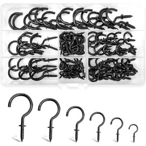 105Pcs Metal Cup Hook Kit 7 Sizes Screw Hooks Screw-in Ceiling Hooks for Home Outdoor Attachment and Suspension (1/2", 5/8", 3/4", 7/8", 1'', 1-1/4") (Gold) in Saudi Arabia