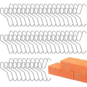 100 Pcs Brick Hook Wall Clips, Require More Than 1/8" Brick Gap, Stainless Steel No Drill Clamps for Outdoor Hanging Wreaths Lights Decorations, Fits 2-1/4 to 2-2/5 Inch Bricks in Kuwait