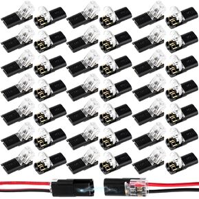 60pcs Quick Clip Fasteners Wire Connector, Double Wire Plug in Connectors Terminals, Quick Connect Terminals Cable Snap on Blocks for 18-22AWG Low-Voltage LED Strips- Black in Saudi Arabia