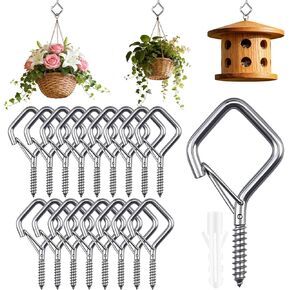 304 Stainless Steel Eye Screw Hooks, Heavy Duty Ceiling Hooks for Hanging Plants, Outdoor String Lights & Christmas Decor, Rustproof Screw in Hooks (304 Stainless Steel, 38PCS) in Saudi Arabia