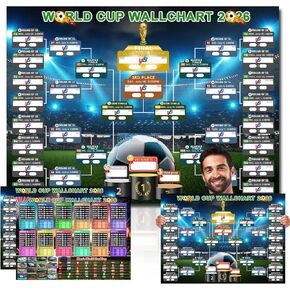 مجموعة ملصقات جدول كأس العالم 2026 من Drezesov، مقاس A2 - 23.4 بوصة × 16.5 بوصة، قطعتان من بضائع كأس العالم 2026، ديكورات مخططات جدارية لتقويم كرة القدم لهدايا مشجعي كرة القدم، ديكور المنزل والمكتب والحفلات in Kuwait