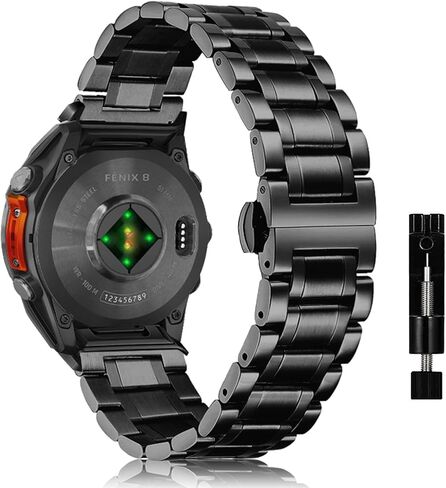 سوار معدني QuickFit 26 مم لـ Garmin Fenix ​​8 Pro 51 مم/Quatix 8 51 مم، سوار معصم صلب من الفولاذ المقاوم للصدأ، حزام بديل رائع قابل للتعديل لـ Garmin Fenix ​​7X/7X Pro/6X، Enduro 3 in Kuwait