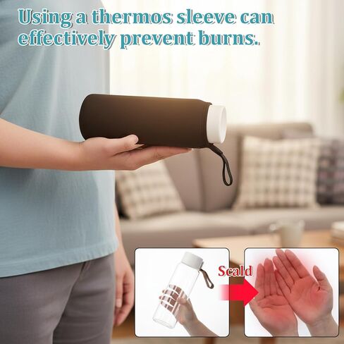 2 Pcs Water Bottle Carrier Bag 19.4oz/550ml Neoprene Water Bottle Sleeve Insulated Cup Sleeve Portable Thickened Glass Cup Protective Cover for Women Men Sport Portable Glass Drink Cups Black in Saudi Arabia