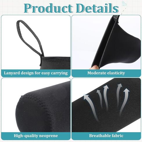 2 Pcs Water Bottle Carrier Bag 19.4oz/550ml Neoprene Water Bottle Sleeve Insulated Cup Sleeve Portable Thickened Glass Cup Protective Cover for Women Men Sport Portable Glass Drink Cups Black in Saudi Arabia