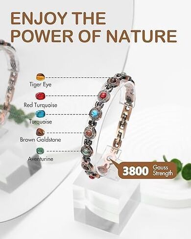 أساور من النحاس النقي للنساء، سوار مغناطيسي فائق القوة مع 3800 مغناطيس غاوس قابل للتعديل، هدايا مجوهرات in Saudi Arabia