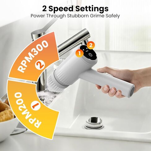 Electric Spin Scrubber - 4500mAh Cordless Cleaning Brush with 6 Brush Heads, 47" Adjustable Handle Relieves Back Pain, IPX7 Waterproof Power Scrubber for Bathroom Shower Floor Tile Bathtub in Saudi Arabia