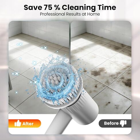 Electric Spin Scrubber - 4500mAh Cordless Cleaning Brush with 6 Brush Heads, 47" Adjustable Handle Relieves Back Pain, IPX7 Waterproof Power Scrubber for Bathroom Shower Floor Tile Bathtub in Saudi Arabia