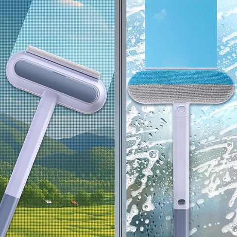 moonoom 2 Pcs 4 in1 Mesh Screen Cleaner, Detachable Window Screen Cleanning Brush with Wet and Dry Dual-Use, Multi-functional Window Glass Net Cleaner Tool for Dusty Corners in Saudi Arabia