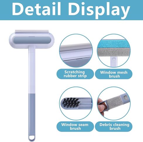 moonoom 2 Pcs 4 in1 Mesh Screen Cleaner, Detachable Window Screen Cleanning Brush with Wet and Dry Dual-Use, Multi-functional Window Glass Net Cleaner Tool for Dusty Corners in Saudi Arabia