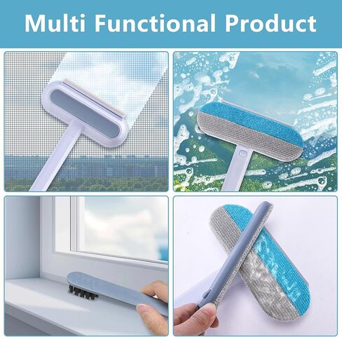 moonoom 2 Pcs 4 in1 Mesh Screen Cleaner, Detachable Window Screen Cleanning Brush with Wet and Dry Dual-Use, Multi-functional Window Glass Net Cleaner Tool for Dusty Corners in Saudi Arabia