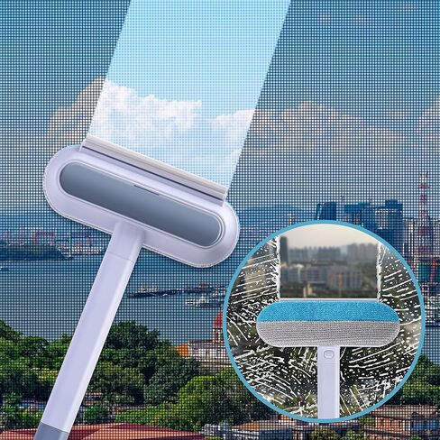 moonoom 2 Pcs 4 in1 Mesh Screen Cleaner, Detachable Window Screen Cleanning Brush with Wet and Dry Dual-Use, Multi-functional Window Glass Net Cleaner Tool for Dusty Corners in Saudi Arabia