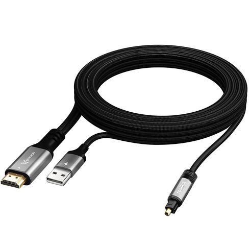 كابل محول HDMI ARC إلى Toslink الرقمي بطول 8 أقدام، يعمل بمنفذ USB ARC/eARC إلى مقسم محول ذكر ستيريو، 192 كيلو هرتز PCM لنظام صوت التلفزيون ومكبر صوت المسرح المنزلي، التوصيل والتشغيل in Kuwait