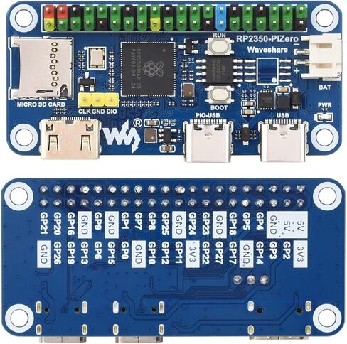 waveshare RP2350-PiZero Development Board Based On Raspberry Pi RP2350 Microcontroller,Onboard DVI Interface, TF Card Slot and PIO-USB Port,Compatible with Raspberry Pi 40PIN GPIO Header in Saudi Arabia