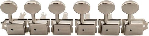 Musiclily Pro R18T 6-in-line 18:1 Ratio Semi Closed Vintage Machine Heads Tuners with Vintage Oval Button Split Shaft for Fender Squier Strat Tele Style Electric Guitar, Nickel in Saudi Arabia