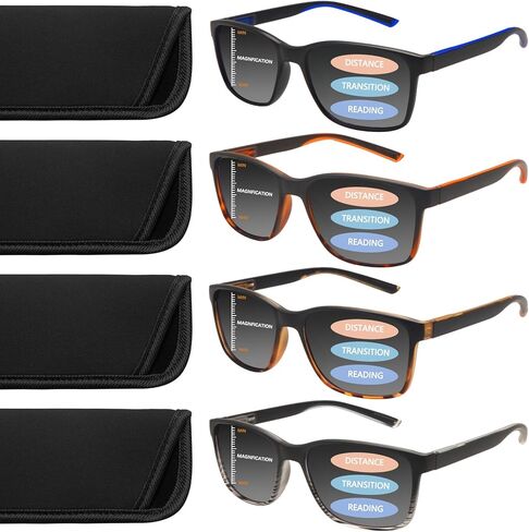 VIDEBLA 4 Pack Progressive Multifocus Reading Sunglasses for Men Women Trifocal Transition Sun Reading Glasses UV400 Readers in Saudi Arabia