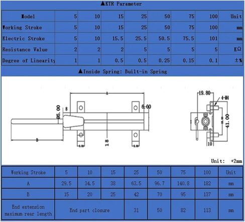 KTR RS485 5-100 مم دقة مستشعر الموضع الخطي لمحول الإزاحة RS485 (15 مم، رأس الأسطوانة-RS485) in Kuwait
