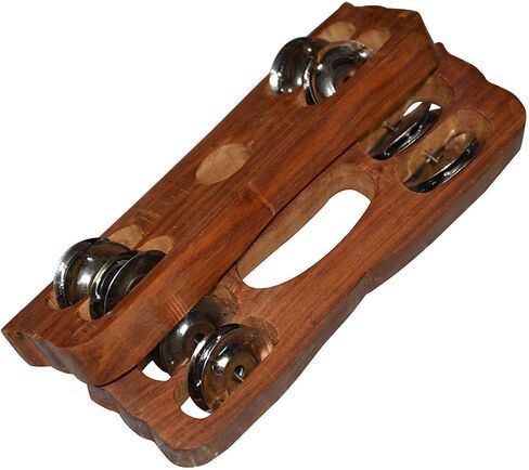 Wooden Khartal Cymbal, Indian Musical Instrument, Narad Muni Kartal for Kirtan and Bhajan, Manjeera (1 Pair) in Saudi Arabia