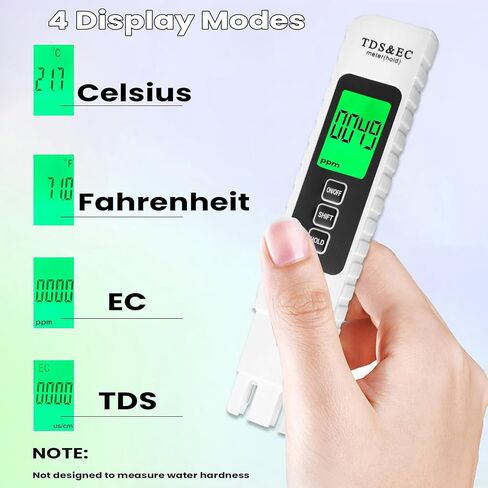 Water Quality Tester,Reliable and Accurate,3 in 1 TDS Meter,0-9990 PPM Meter,EC & Temperature Meter, Portable Water Tester for Digital Water Tester,Professional Testing for Drinking Water in Saudi Arabia