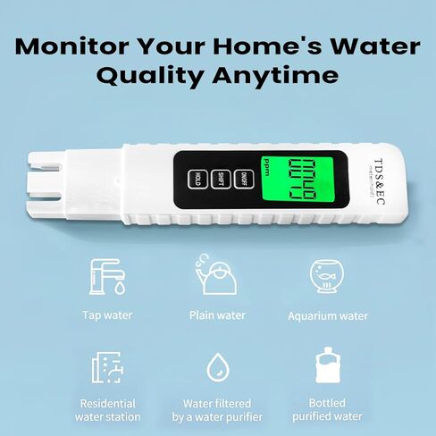 Water Quality Tester,Reliable and Accurate,3 in 1 TDS Meter,0-9990 PPM Meter,EC & Temperature Meter, Portable Water Tester for Digital Water Tester,Professional Testing for Drinking Water in Saudi Arabia
