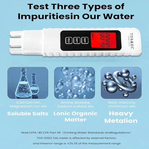 Water Quality Tester,Reliable and Accurate,3 in 1 TDS Meter,0-9990 PPM Meter,EC & Temperature Meter, Portable Water Tester for Digital Water Tester,Professional Testing for Drinking Water in Saudi Arabia