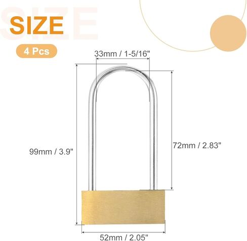 قفل نحاسي صلب مع مفاتيح، 4 قطع 2 بوصة جسم عريض 2.8 بوصة تكبل طويل مقاوم للماء وأقفال مقاومة للصدأ لوحدة التخزين وحظائر الكراجات وخزانة الصالة الرياضية in Saudi Arabia