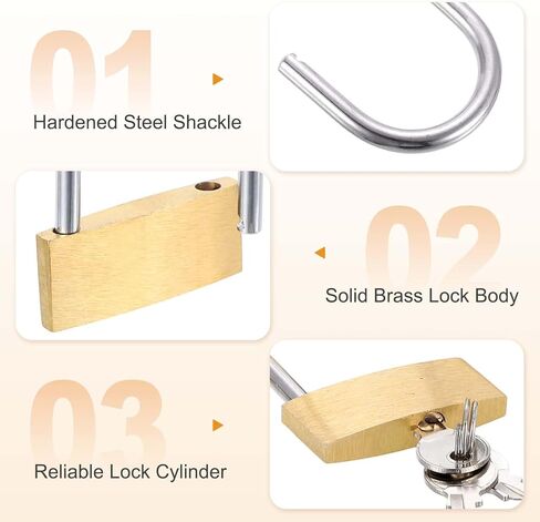 قفل نحاسي صلب مع مفاتيح، 4 قطع 2 بوصة جسم عريض 2.8 بوصة تكبل طويل مقاوم للماء وأقفال مقاومة للصدأ لوحدة التخزين وحظائر الكراجات وخزانة الصالة الرياضية in Saudi Arabia