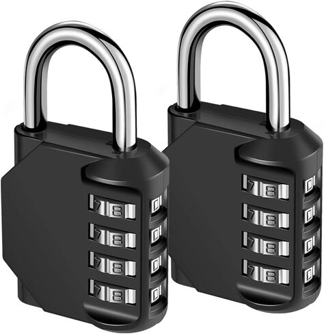 KeeKit Combination Lock, 4 Digit Combination Padlock, Waterproof Gate Lock, Resettable Combo Lock for Locker, Gym, Cases, Toolbox, School, 2 Pack - Black in Saudi Arabia