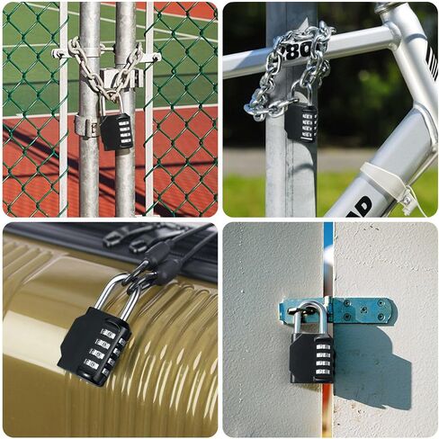 KeeKit Combination Lock, 4 Digit Combination Padlock, Waterproof Gate Lock, Resettable Combo Lock for Locker, Gym, Cases, Toolbox, School, 2 Pack - Black in Saudi Arabia