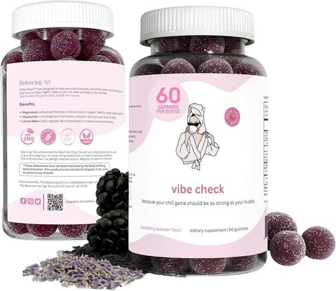 Balancing Act - Vibe Check Magnesium Gummies for Women – Melatonin-Free Calm & Relaxation Support with Magnesium, Chamomile & Lemon Balm – BlackBerry Lavender – 60 Count (30-Day Supply) in Saudi Arabia
