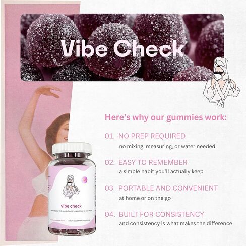 Balancing Act - Vibe Check Magnesium Gummies for Women – Melatonin-Free Calm & Relaxation Support with Magnesium, Chamomile & Lemon Balm – BlackBerry Lavender – 60 Count (30-Day Supply) in Saudi Arabia