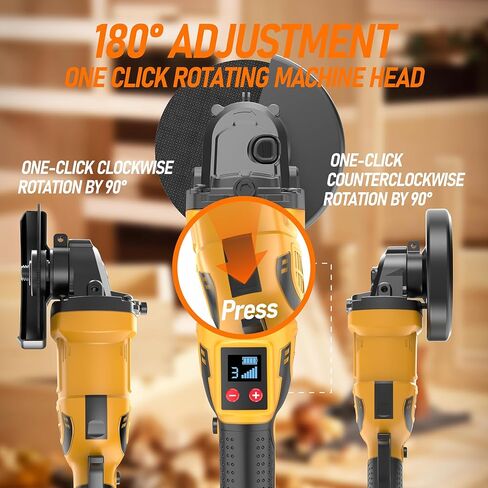 مطحنة زاوية لاسلكية متوافقة مع بطارية ديوالت 20 فولت بحد أقصى (بدون بطارية) 3 سرعات متغيرة، مطحنة زاوية بدون فرش 5 بوصات مع رأس دوار و6 عجلات للقطع والطحن والتلميع in Kuwait