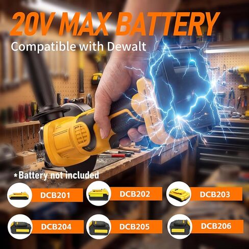 مطحنة زاوية لاسلكية متوافقة مع بطارية ديوالت 20 فولت بحد أقصى (بدون بطارية) 3 سرعات متغيرة، مطحنة زاوية بدون فرش 5 بوصات مع رأس دوار و6 عجلات للقطع والطحن والتلميع in Kuwait