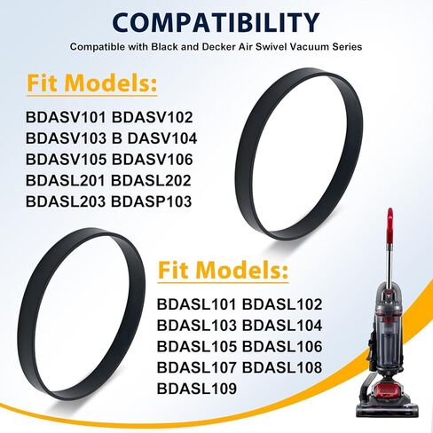 KEEPOW Vacuum Belts for Black and Decker Air Swivel Vacuum, Models BDASV101 BDASV102 BDASV103 BDASV104 BDASL201 BDASL202 BDASP103 BDLCE101 and BDLCE101C, Replace Parts 12675000002729, 2 Pack in Saudi Arabia