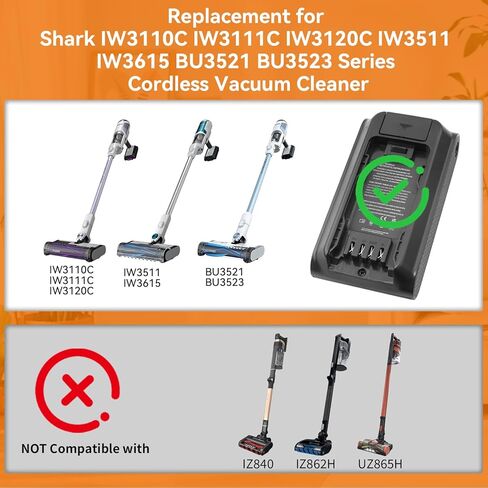 Battery Replacement for Shark Detect Pro IW3511 IW3615 IW3110C IW3111C IW3120C BU3521 BU3523 Cordless Vacuum Cleaner, Model: XBTR625KSL XBTR625KSLN XBTR625KSLEUN XBTR625KSLEU Battery 3000mAh 21.6V in Saudi Arabia