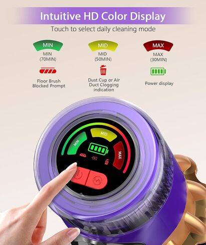 Cordless Vacuum Cleaner, 650W 55KPA 70Mins Vacuum Cleaners for Home,Anti-tangle Wireless Vacumm,Rechargeable Vacuum With Green Light,Powerful Stick Vacuum for Carpet/Hardwood Floors,Pet Hair,Purple in Saudi Arabia
