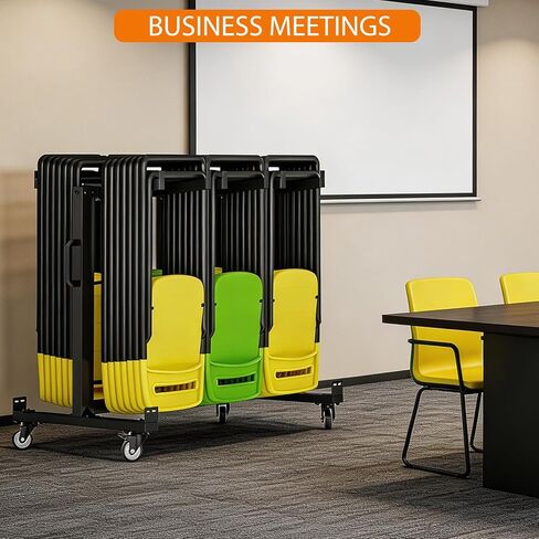 Folding Chair Rack, 84-Chair/42-Chair + 12-Table Storage Cart with Wheels, Rolling Chair Stand Includes Rain Cover & Bungee Cords - Ideal for Schools, Banquets, Community Centers in Saudi Arabia