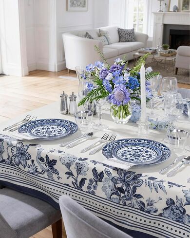 Hioasis 60pcs Blue Plastic Plates Set - Floral Blue & White Porcelain Design, 10.25" Dinner & 7.5" Dessert Plates Disposable for Wedding (Dishwasher Safe, Art Style) in Saudi Arabia