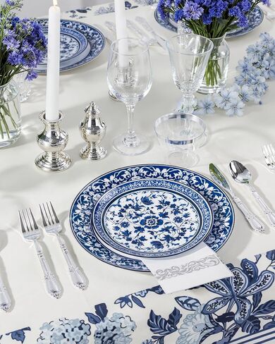 Hioasis 60pcs Blue Plastic Plates Set - Floral Blue & White Porcelain Design, 10.25" Dinner & 7.5" Dessert Plates Disposable for Wedding (Dishwasher Safe, Art Style) in Saudi Arabia