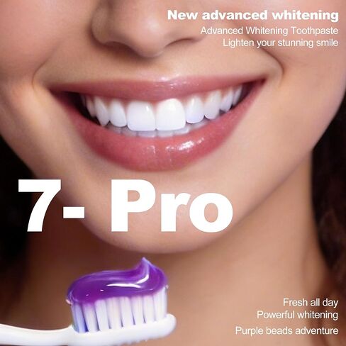7-Pro Whitening Toothpaste with 7 Probiotics, Advanced Stain Removal Formula for Gum Health, Purple Burst Beads for Fresh Breath, Fluoride-Free & Enamel Safe (2 PCS) in Saudi Arabia