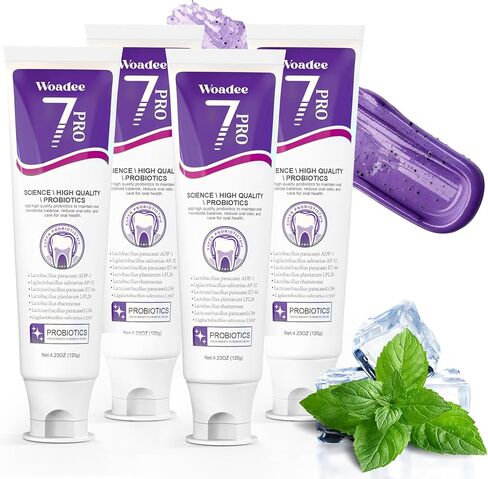 7-Pro Whitening Toothpaste with 7 Probiotics, Advanced Stain Removal Formula for Gum Health, Purple Burst Beads for Fresh Breath, Fluoride-Free & Enamel Safe (2 PCS) in Saudi Arabia
