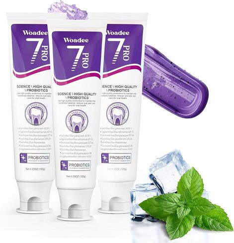 7-Pro Whitening Toothpaste with 7 Probiotics, Advanced Stain Removal Formula for Gum Health, Purple Burst Beads for Fresh Breath, Fluoride-Free & Enamel Safe (2 PCS) in Saudi Arabia