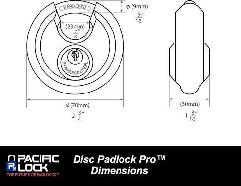 سلسلة PACLOCK's Disc Padlock PRO™، من الفولاذ المقاوم للصدأ، بمفتاح مختلف، in Kuwait