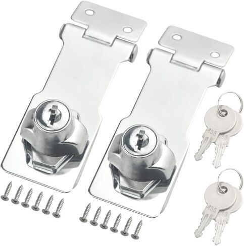 TOVOT 2PCS 3" Keyed Hasp Locks Door Hasp Latches Lock Padlock Latches with Screws Locking Hasp for Cabinet Drawer(Keyed Alike) in Saudi Arabia