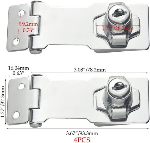 TOVOT 2PCS 3" Keyed Hasp Locks Door Hasp Latches Lock Padlock Latches with Screws Locking Hasp for Cabinet Drawer(Keyed Alike) in Saudi Arabia