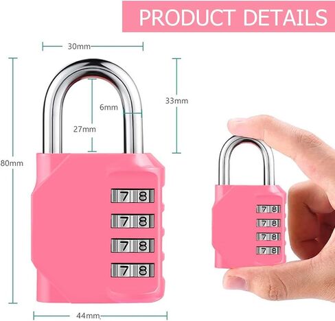 4 Digit Combination Padlock, Outdoor School Lock, Gym Locks (Pink) in Saudi Arabia