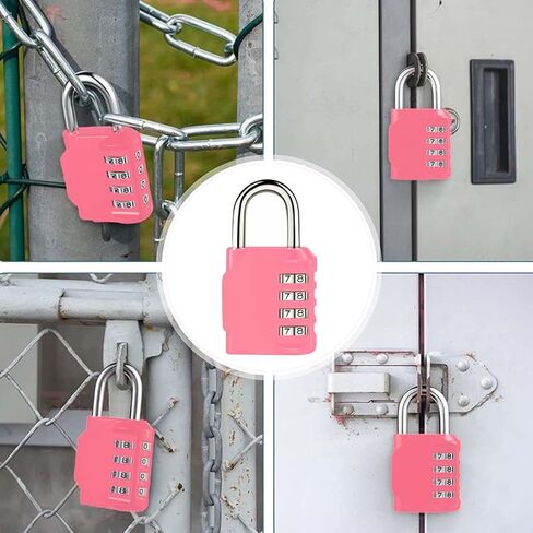 4 Digit Combination Padlock, Outdoor School Lock, Gym Locks (Pink) in Saudi Arabia
